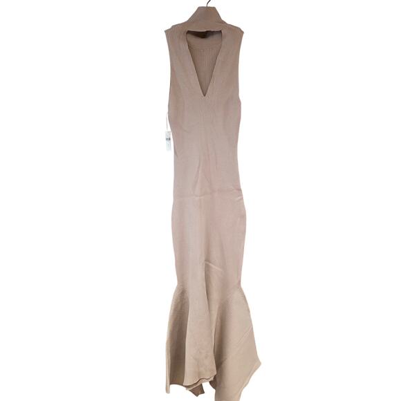 NWT Anthropologie small mock neck midi, bodycon cedar tan dress sz XS - Picture 8 of 8